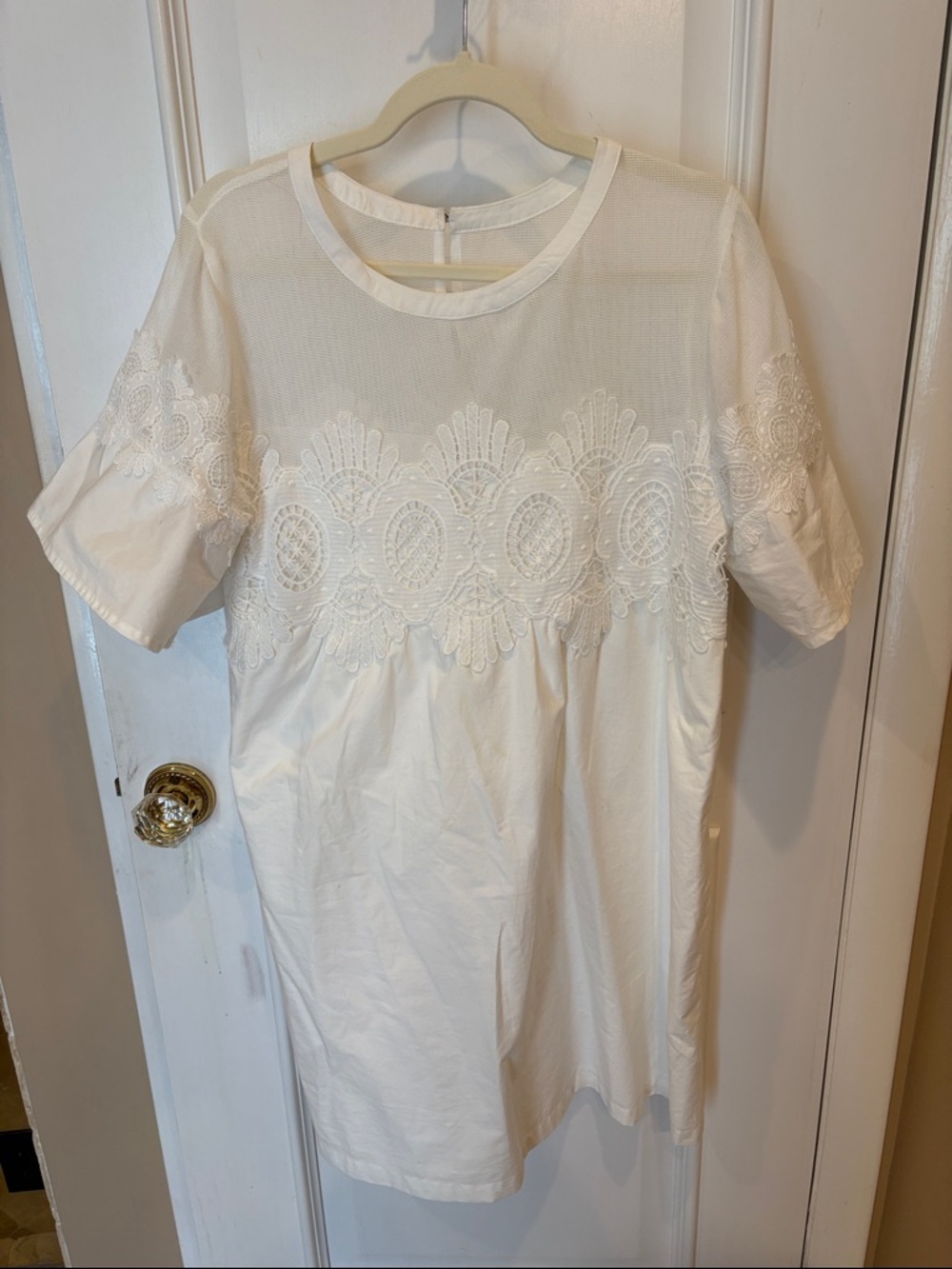 Anthropologie White Embroidered Lace Dress